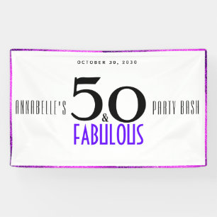 Paars 50 en Fabulous 50th Birthday Party Bash Spandoek
