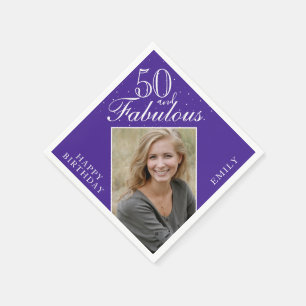 Paars 50 en Fabulous Elegant Foto 50ste verjaardag Servet