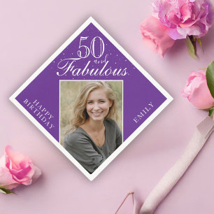 Paars 50 en Fabulous Elegant Foto 50ste verjaardag Servet