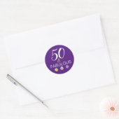 Paars 50 en Fabulous Fun Daisy Ronde Sticker (Envelop)