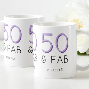 Paars 50 en fantastisch Modern 50ste verjaardagsfe Koffiemok