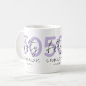 Paars 50 en fantastisch Script 50ste verjaardagsfe Koffiemok (Voorkant links)