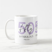 Paars 50 en fantastisch Script 50ste verjaardagsfe Koffiemok (Links)