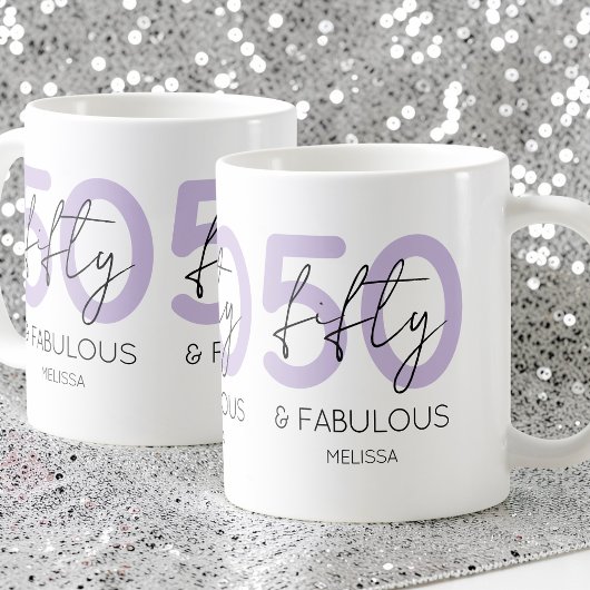 Paars 50 en fantastisch Script 50ste verjaardagsfe Koffiemok