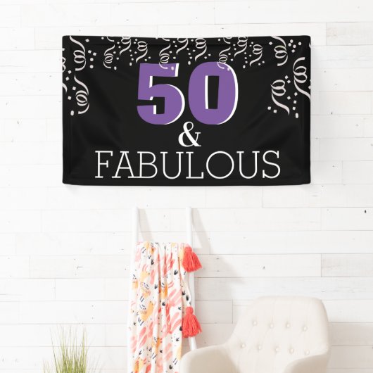 Paars 50 Fabulous | Fijne 50ste verjaardag Spandoek (Insitu)