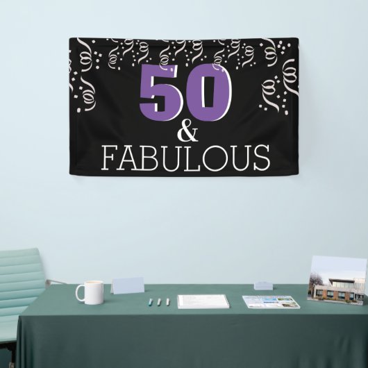 Paars 50 Fabulous | Fijne 50ste verjaardag Spandoek (Beurs)