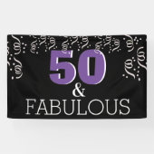 Paars 50 Fabulous | Fijne 50ste verjaardag Spandoek (Horizontaal)