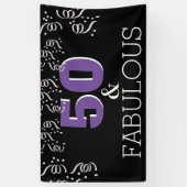 Paars 50 Fabulous | Fijne 50ste verjaardag Spandoek (Verticaal)