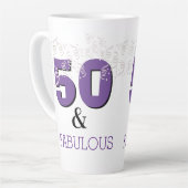 Paars 50 Fabulous | Happy 50th Birthday Gift Latte Mok (Linkerhoek)
