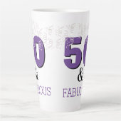 Paars 50 Fabulous | Happy 50th Birthday Gift Latte Mok (Voorkant)
