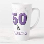 Paars 50 Fabulous | Happy 50th Birthday Gift Latte Mok (Rechts)