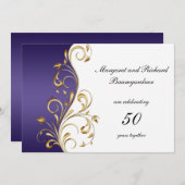  Paars 50e bruiloft Jubileum Kaart (Voorkant / Achterkant)