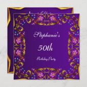 Paars 50e verjaardag van het Paars van de Bloem Kaart (Voorkant / Achterkant)