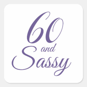 Paars 60 en Sassy Typografie 60ste verjaardag Vierkante Sticker