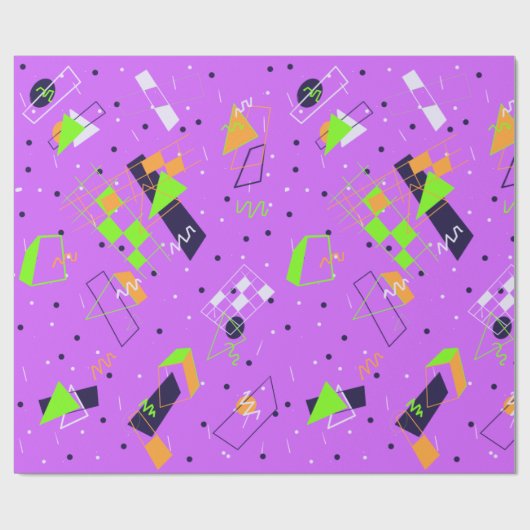 Paars 80s-omlooppapier cadeaupapier (Vlak)