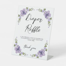 Paars A Little Wildflower Diaper Raffle Reclamebord Met Voetstuk