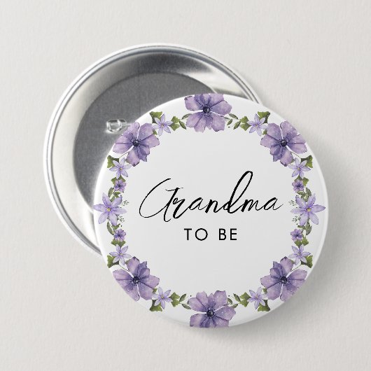 Paars A Little Wildflower Grandma om Button te zij (Voorkant /achterkant)