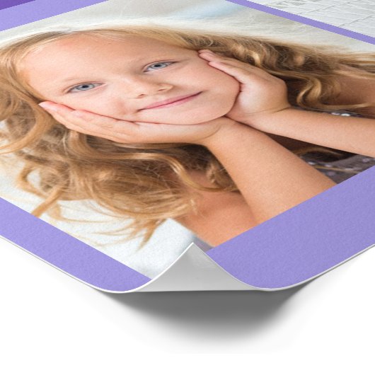  Paars - Aangepast Kind Foto geboortedag Poster (Hoek)