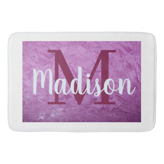 Paars aangepast marmer monogram op maat badmat (Voorkant)