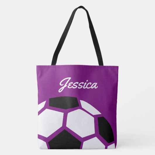 Paars aangepast Trendy Stijlvol Voetbal Tote Bag (Voorkant)