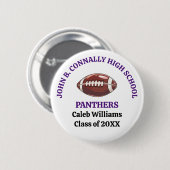 Paars aangepast voetbalteam van de middelbare scho ronde button 5,7 cm (Voorkant /achterkant)