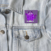 Paars Aardig Monster Vierkante Button 5,1 Cm (In situ)