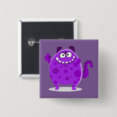 Paars Aardig Monster Vierkante Button 5,1 Cm (Voorkant /achterkant)