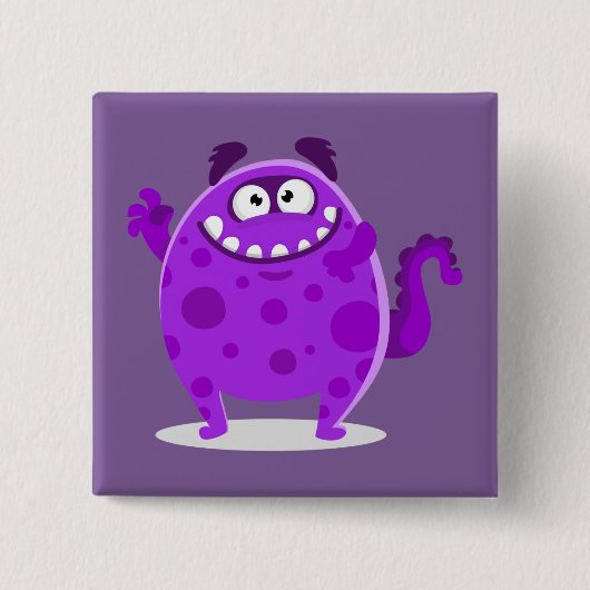 Paars Aardig Monster Vierkante Button 5,1 Cm (Voorkant)