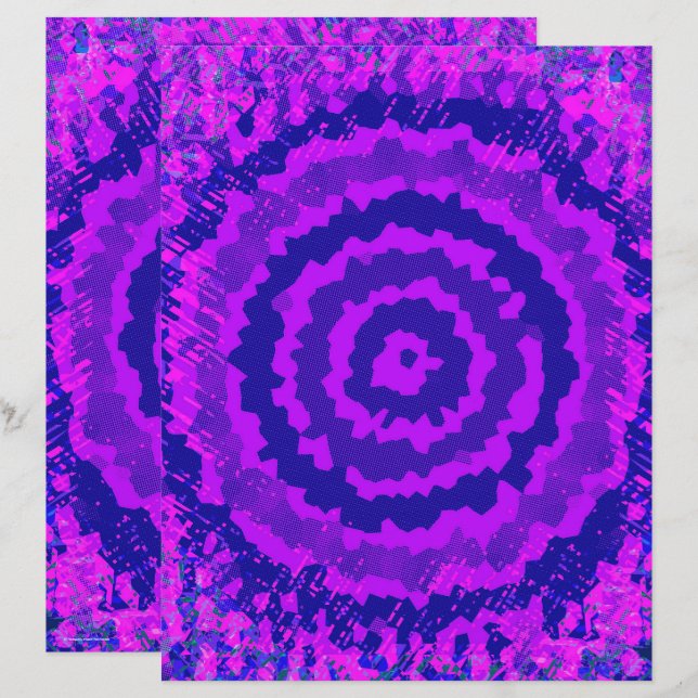 Paars Abstract Bloem Scrapbook Papier 2-zijdig Pag (Voorkant / Achterkant)