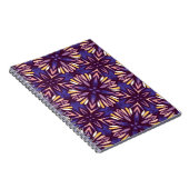 Paars Abstract Bloemmotief Geel Indigo Boho Notitieboek (Rechterzijde)