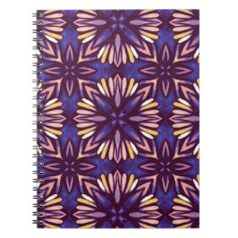 Paars Abstract Bloemmotief Geel Indigo Boho Notitieboek