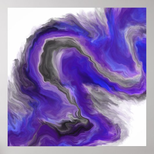 Paars Abstract digitaal schilderen met Wavy Poster (Voorkant)