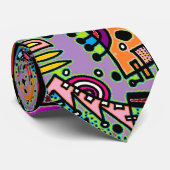 Paars Abstract Doodle Swag Stropdas (Opgerold)