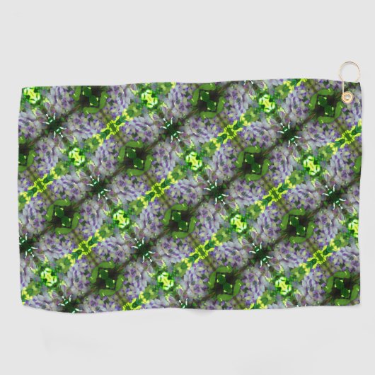 Paars Abstract fluitpatroon Wisteria Flower Golfhanddoek (Horizontaal)