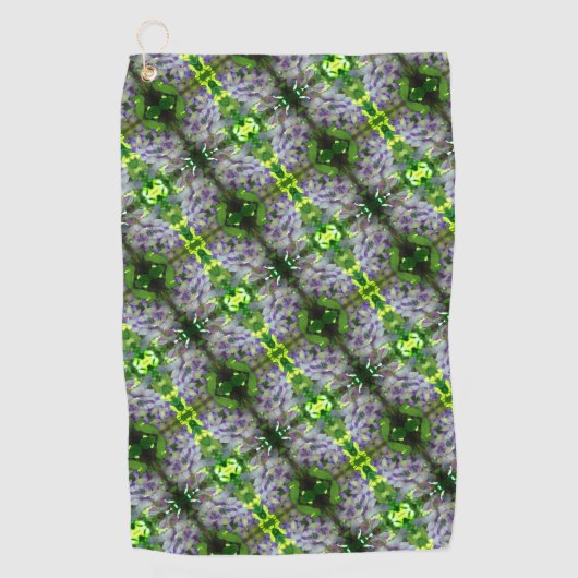 Paars Abstract fluitpatroon Wisteria Flower Golfhanddoek (Voorkant)
