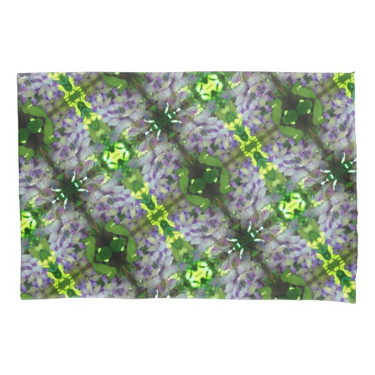 Paars Abstract fluitpatroon Wisteria Flower Kussensloop (Voorkant)