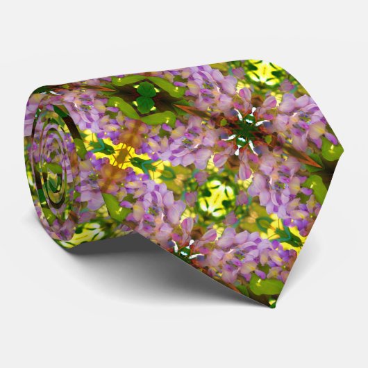 Paars Abstract fluitpatroon Wisteria Flower Stropdas (Opgerold)