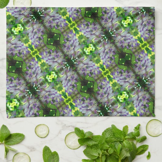 Paars Abstract fluitpatroon Wisteria Flower Theedoek (Gevouwen)