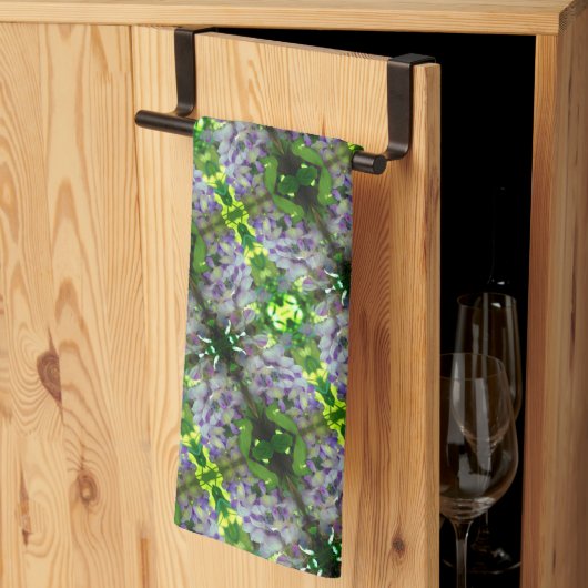 Paars Abstract fluitpatroon Wisteria Flower Theedoek (Derde Gevouwen)