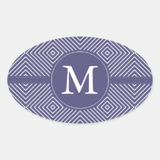 Paars Abstract geometrisch monogram Ovale Sticker