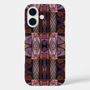 Paars Abstract Glas in lood Pattern Rennie Mac iPhone 16 Hoesje