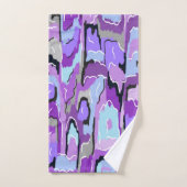 Paars Abstract met blauw en zwart Bad Handdoek (Handdoek)