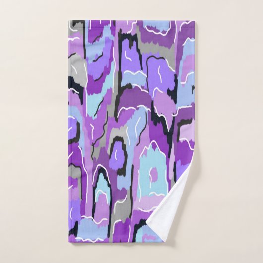 Paars Abstract met blauw en zwart Bad Handdoek (Handdoek)