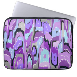 Paars Abstract met blauwe en zwarte accenten Laptop Sleeve