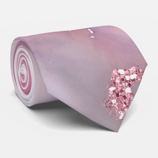 Paars abstract met glitter stropdas (Opgerold)