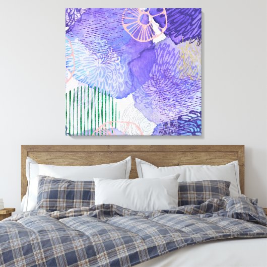 Paars abstract ontwerp canvas afdruk (Insitu (Slaapkamer))