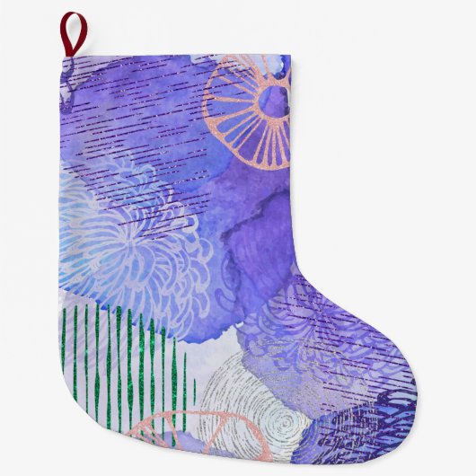Paars abstract ontwerp grote kerstsok (Voorkant)