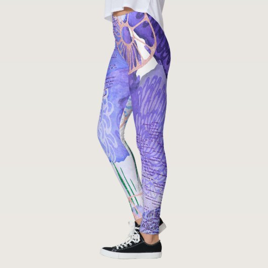 Paars abstract ontwerp leggings (Links)