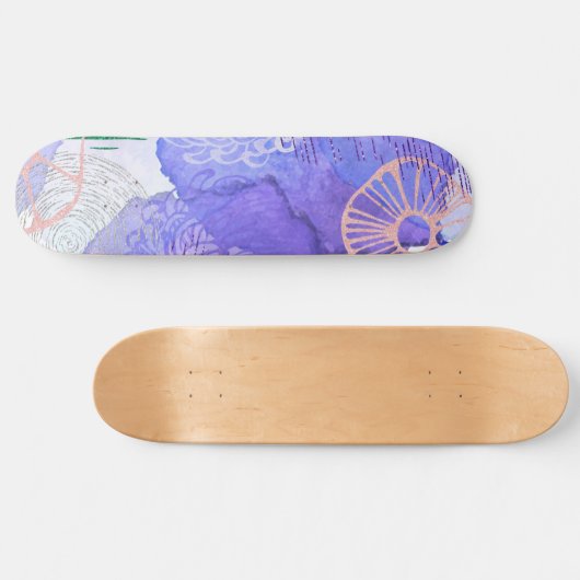 Paars abstract ontwerp persoonlijk skateboard (Horizontaal)