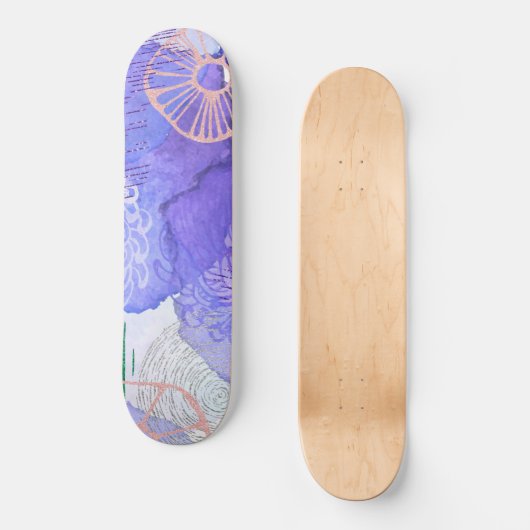 Paars abstract ontwerp persoonlijk skateboard (Voorkant)
